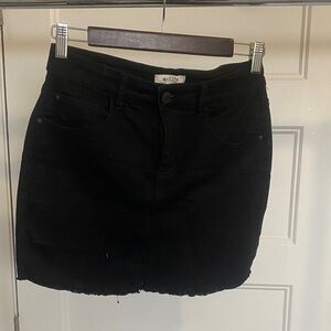 Garage Black Denim Mini Skirt with Raw Hem